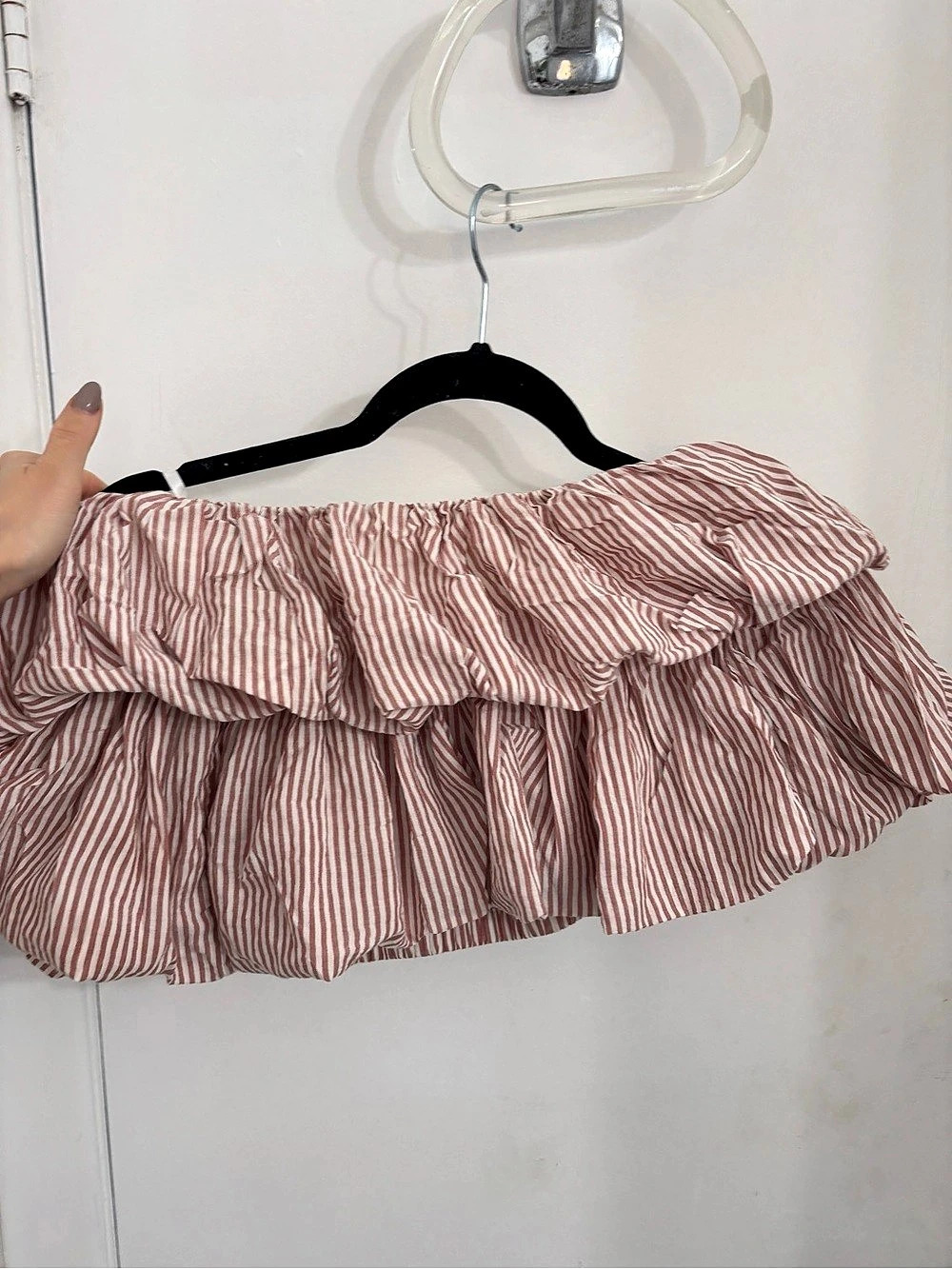Anthropologie Striped Bubble Tube Top in Pinkish/ Red & White Size XXS